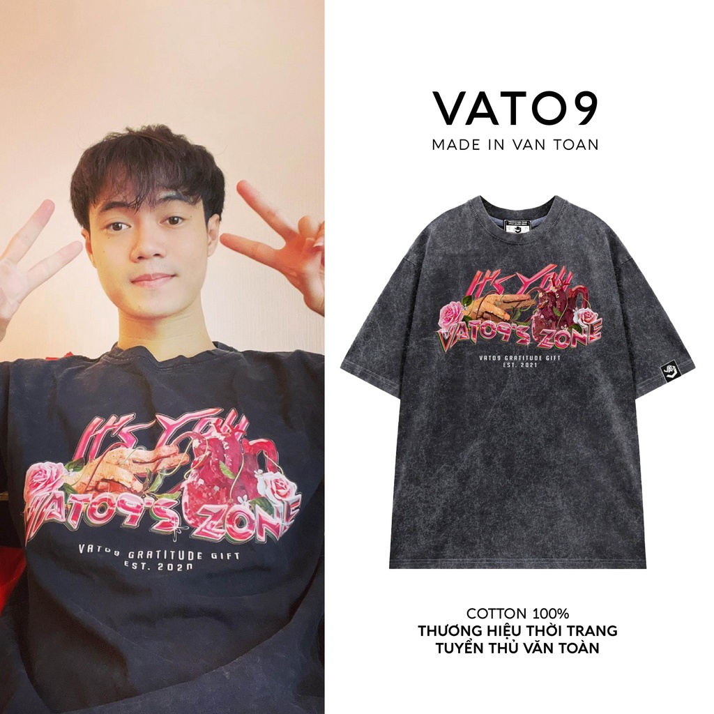 LUCKÁo thun nam nữ áo phông Văn Toàn VATO9S ZONE washed flirt tee phiên bản tỏ tình tay lỡ form rộng