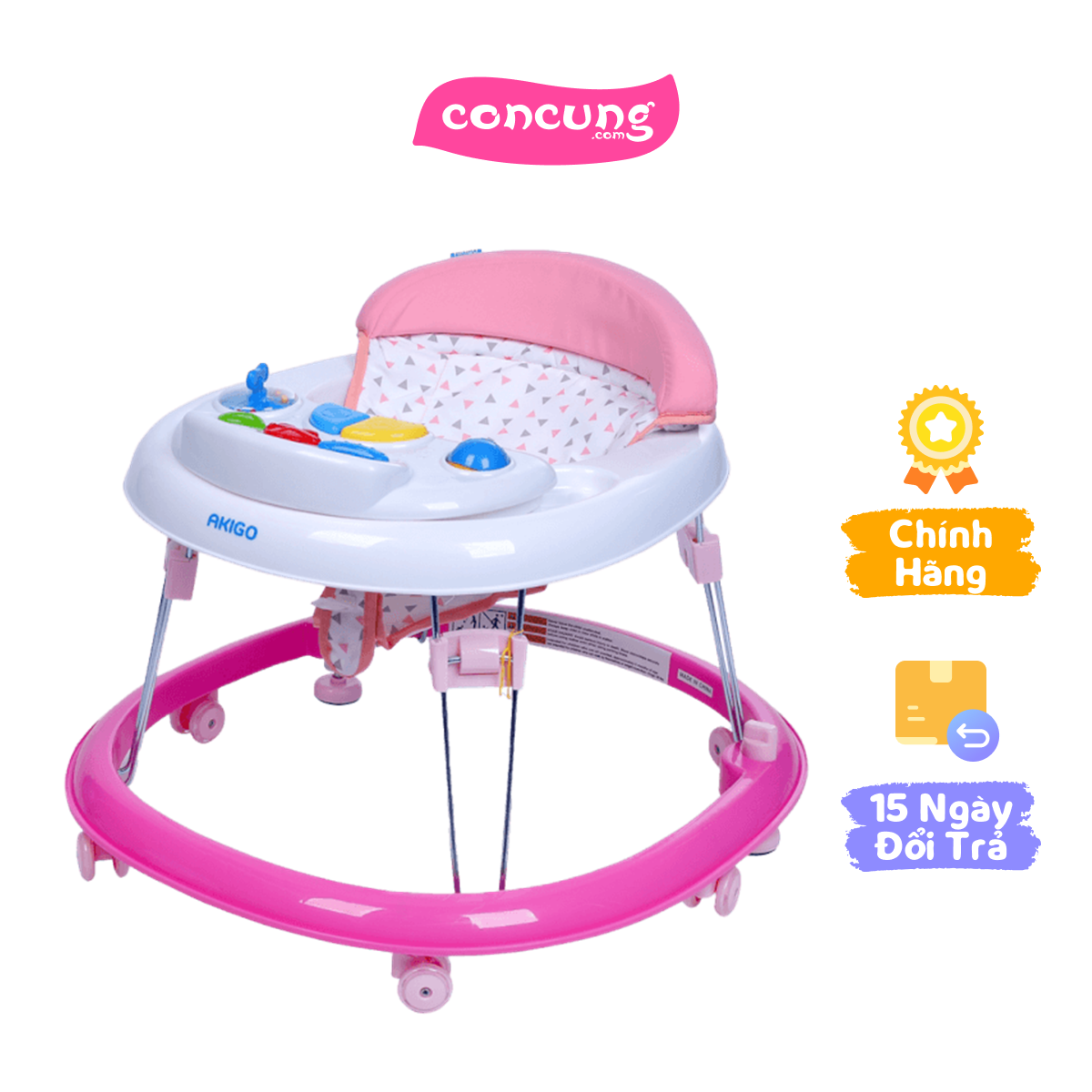 Xe tập đi Akigo khung tròn W2116TP7 màu hồng