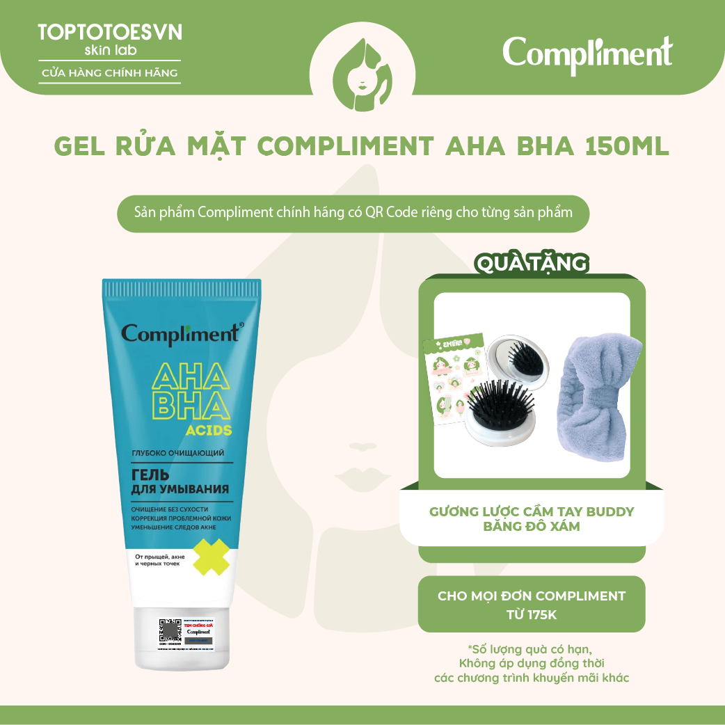 Gel rửa mặt Compliment AHA BHA làm sạch sâu giảm viêm & mụn 150ml