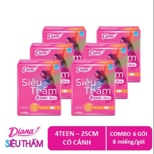 [Hcm]Combo 6 Gói Băng Vệ Sinh Diana Siêu Thấm Có Cánh - Không Cánh