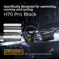 Polvcdd-H70-IPX8 Waterproof Swimming Bone Conduction Headphones (LED Light) Night Running Sports Bone Conduction Headphones Bluetooth 6.0 With Microphone