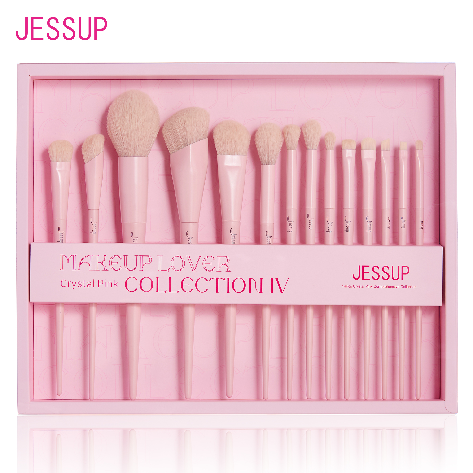 Bộ cọ trang điểm Jessup Pink 14 chiếc cọ trang điểm cọ nền phấn má hồng phấn mắt phấn phủ thuần chay