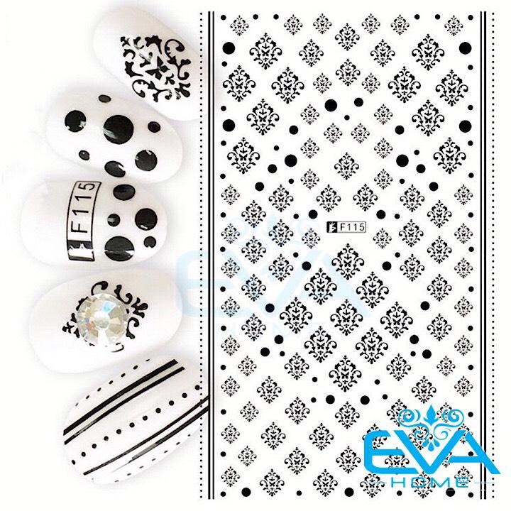 Miếng Dán Móng Tay 3D Nail Sticker Tráng Trí Hoa Văn Hoạ Tiết Hình Học F115