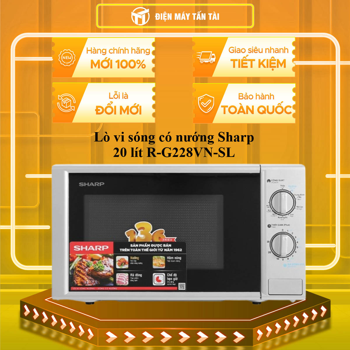 Lò vi sóng có nướng Sharp 20 lít R-G228VN-SL-GIAO TOÀN QUỐC - CHỈ MIỄN PHÍ HCM
