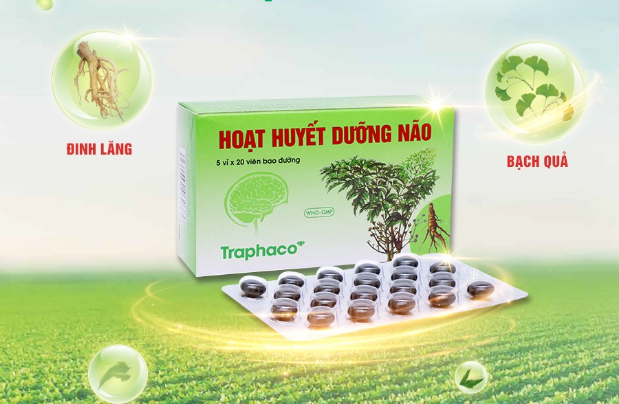 Hoạt Huyết Dưỡng Não - Phòng Và Điều Trị Thiểu Năng Tuần Hoàn Não Suy Giảm Trí Nhớ Hộp 100 Viên Bao Đường