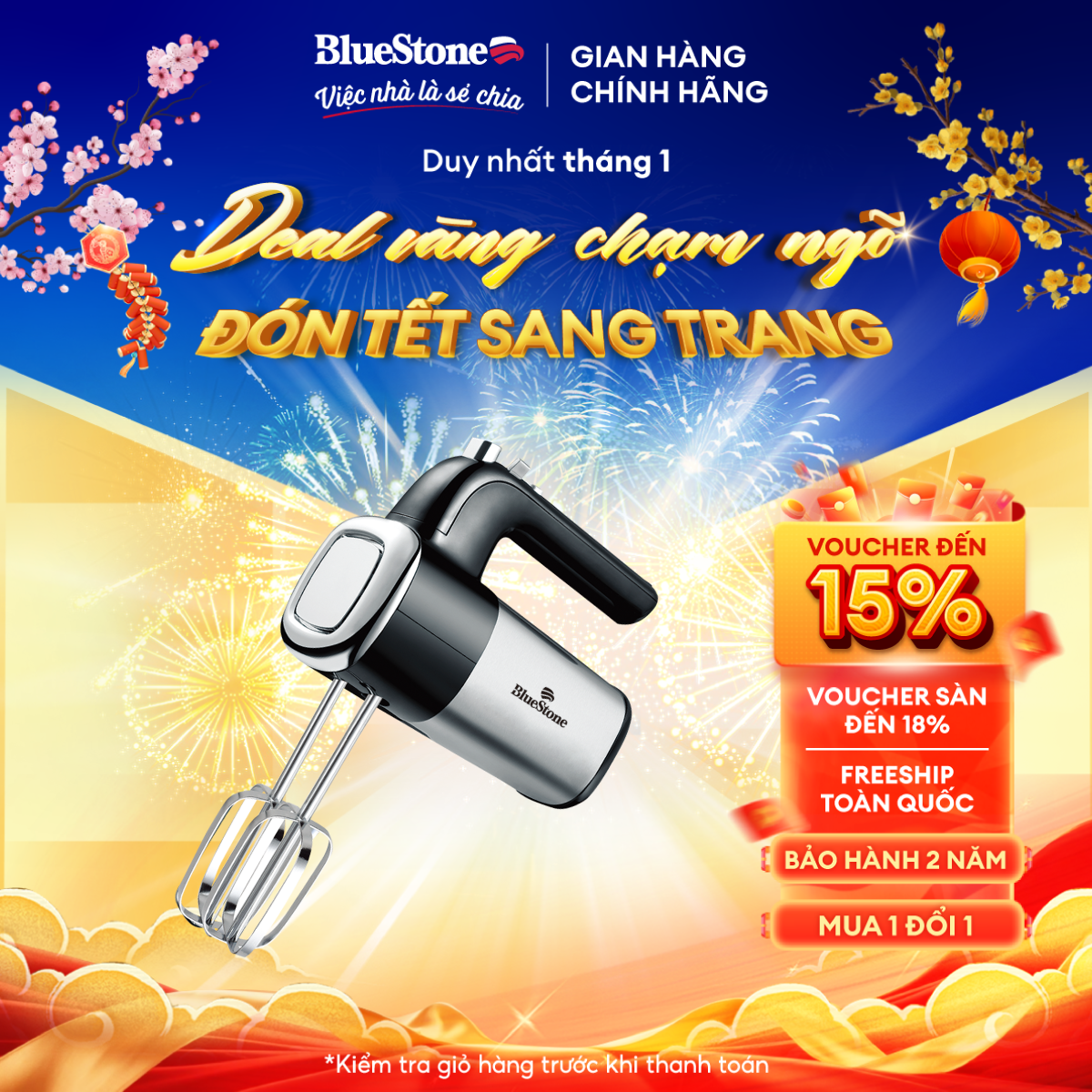 Máy Đánh Trứng BlueStone HMB-6338 (400W) -  5 mức tốc độ phù hợp với nhiều loại thực phẩm - Chất liệ