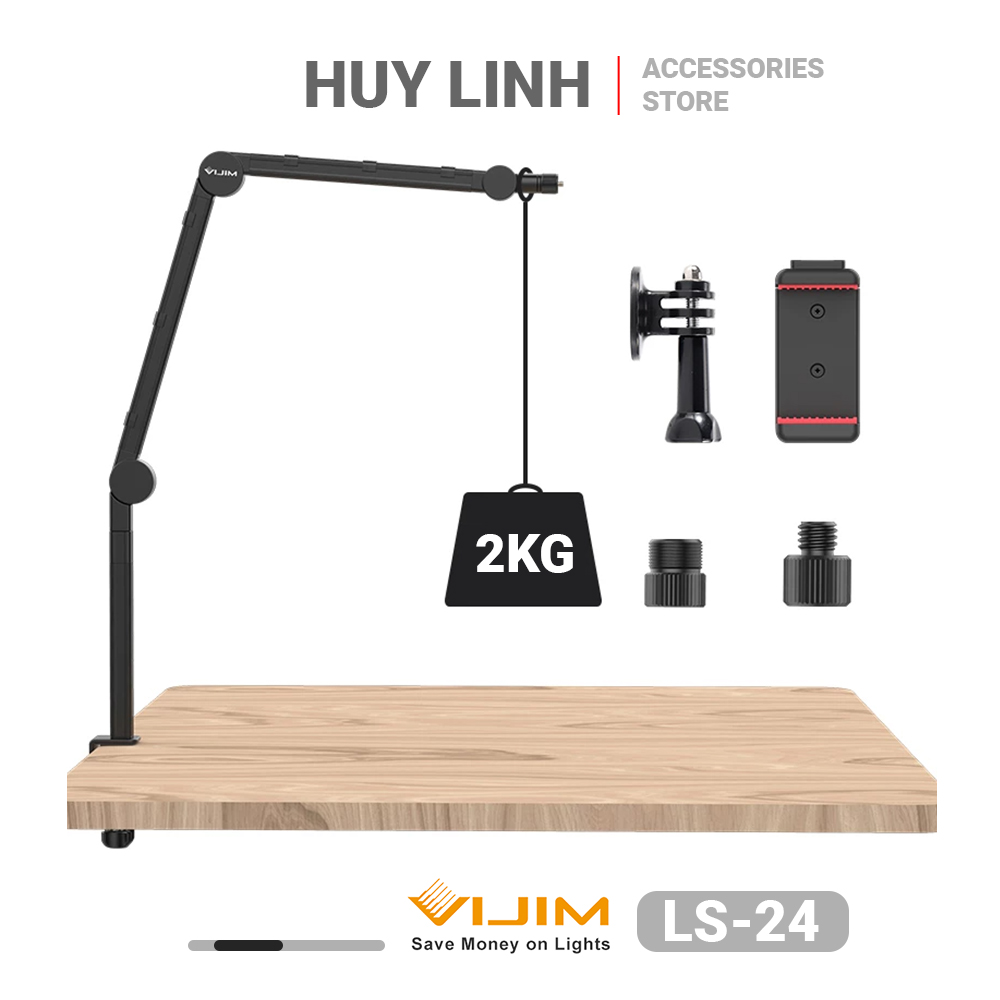 Tay ARM giá treo VIJIM LS24 Camera Mobile Đèn Led Boom Micro - Khả năng tải 2Kg