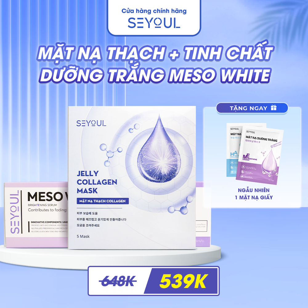 Combo Mặt Nạ Thạch Jelly Collagen Mask Seyoul Hàn Quốc và Cấy Phấn Meso White SEYOUL Hàn Quốc Trắng 