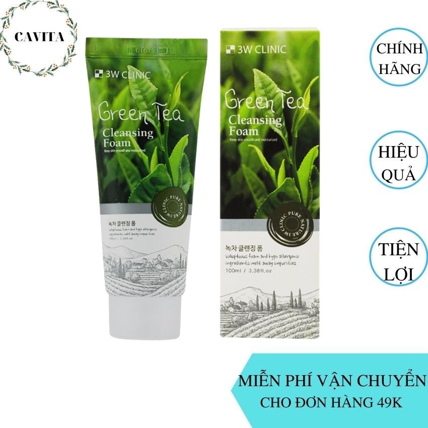 [HCM]Sữa Rửa Mặt Trà Xanh 3w Clinic Green Tea Foam Cleansing 100ml