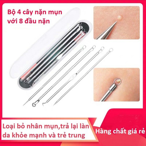 [HCM]Bộ dụng cụ nặn mụn 4 cây 8 đầu đa năng và tiện dụng Bộ 4 cây nặn mụn đầu đen mụn trứng cá thần thánh thiết kế nhỏ gọn bền an toàn khi sử dụng