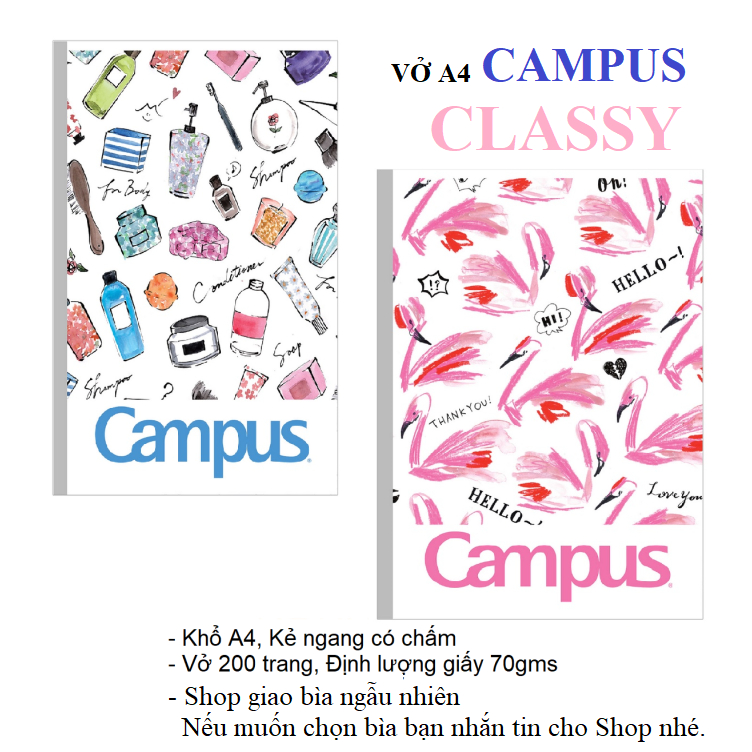 Vở kẻ ngang Campus Classy Mix có chấm 200 tr khổ A4 sổ Campus Tập A4 kẻ ngang - Loki Kids