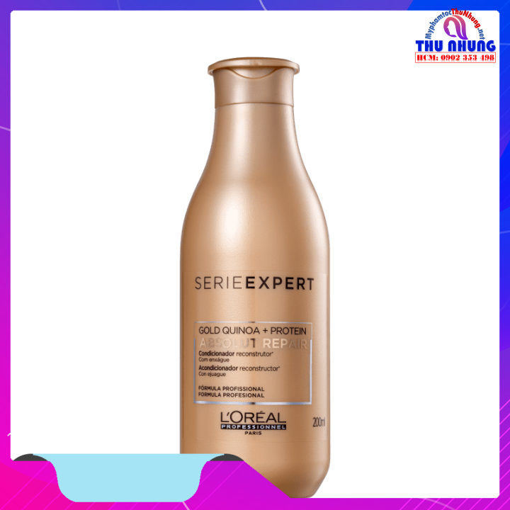 [HCM][LOREAL CHÍNH HÃNG] Dầu xả tóc Loreal Gold Quinoa + Protein Absolut Repair diêm mạch vàng phục hồi tóc hư tổn 200ml
