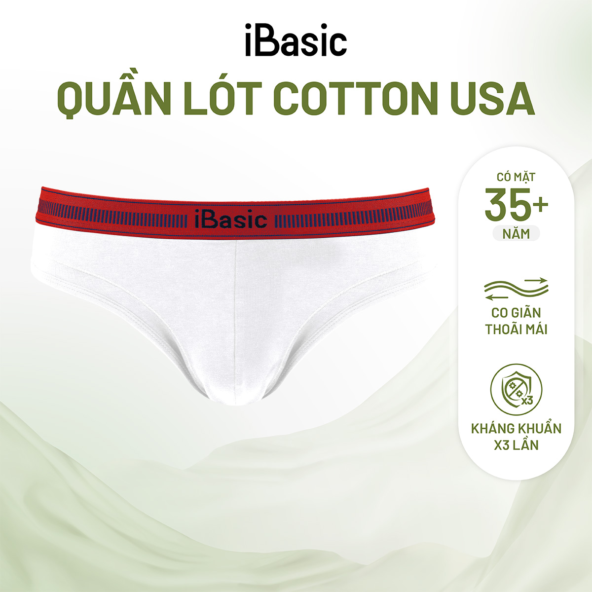Quần lót nam iBasic brief cotton USA kháng khuẩn USA PANM055