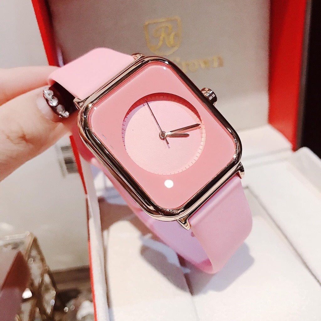 Đồng hồ nữ Guou mặt chữ nhật dây silicon mềm hot trend ?kiểu dáng Aple