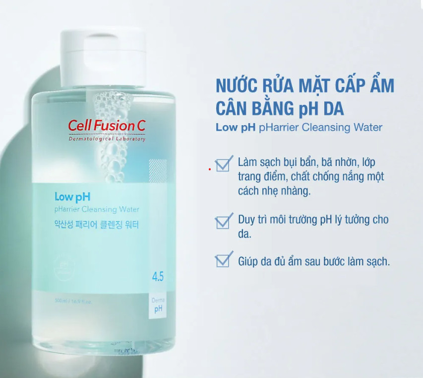 Nước Rửa Mặt Cấp Ẩm Cân Bằng Độ pH Da Cell Fusion C Low pH pHarrier Cleansing Water