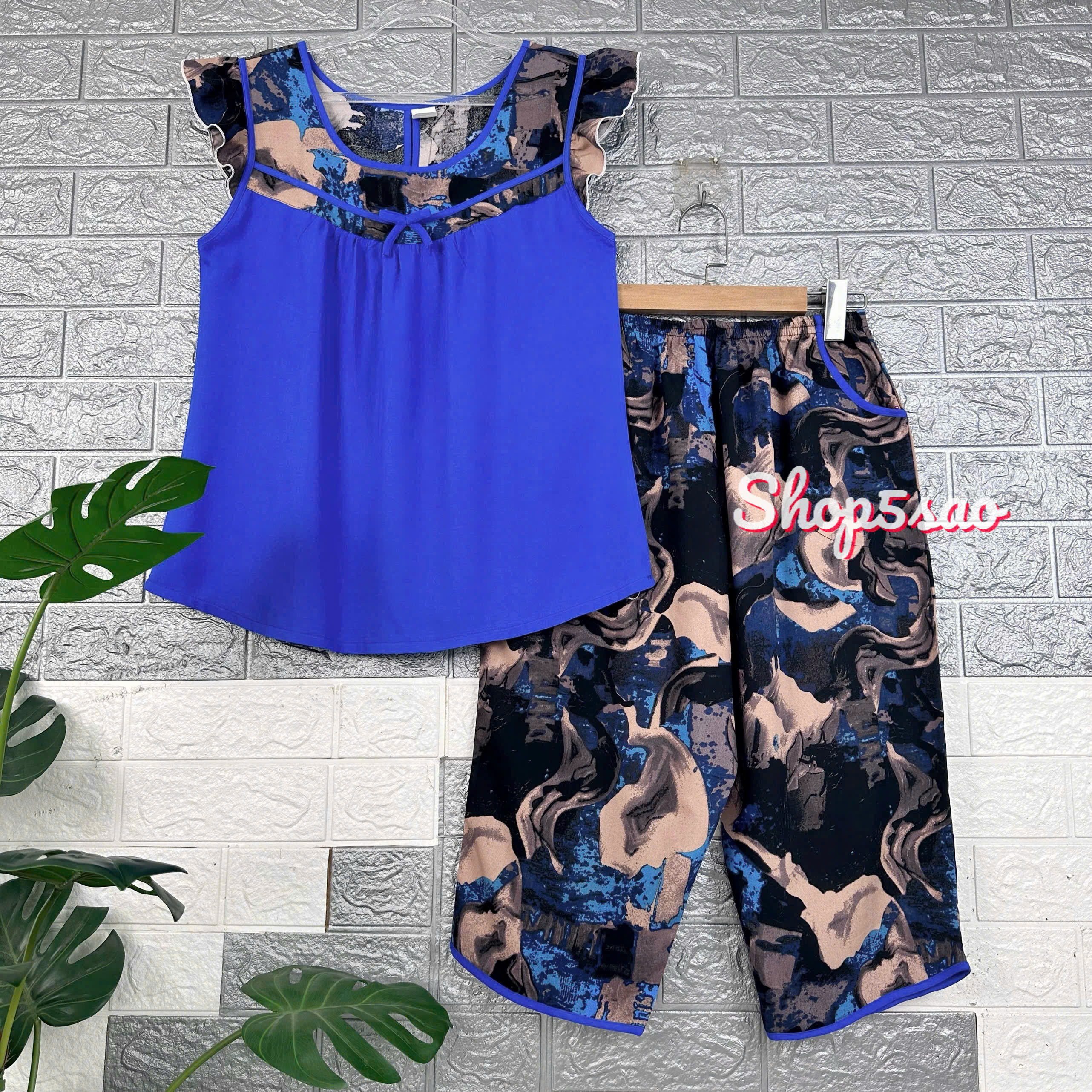 [HCM] Đồ bộ lanh (tole) mặc nhà nữ phối màu cao cấp SHOP5SAO (58-75kg)