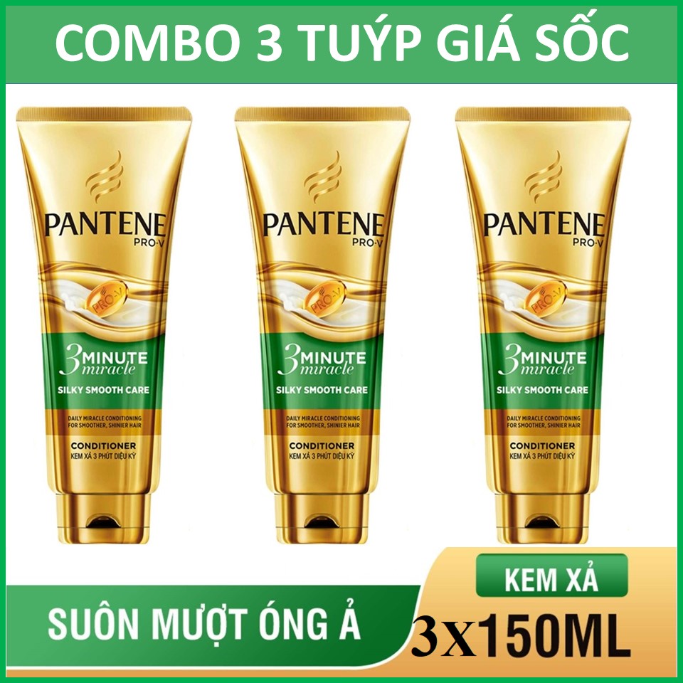 Combo 3 Tuýp Kem Xả Pantene 3 Phút Diệu Kỳ Óng Mượt 150Ml