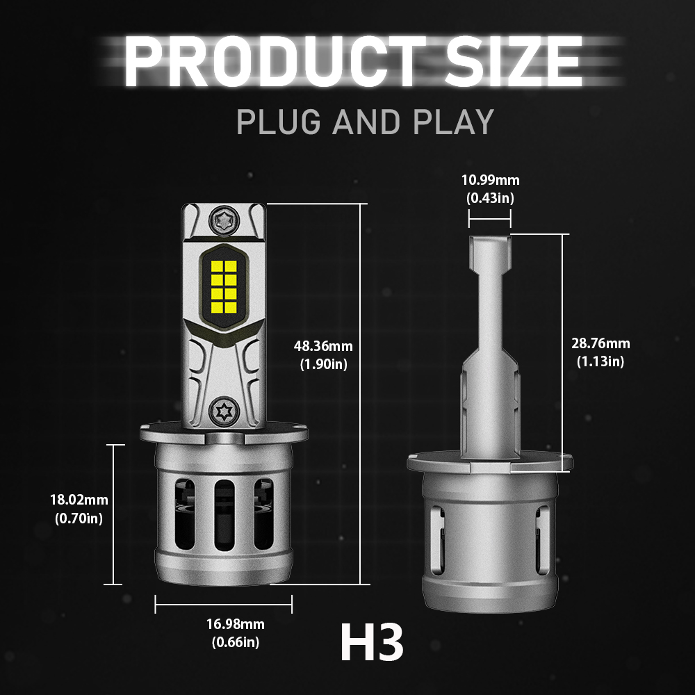 2 Bóng Novsight N63 9005 9006 H1 H3 H4 H7 H11 Bóng Đèn Pha LED 90W 20000LM 6500K Đèn LED Siêu Sáng C