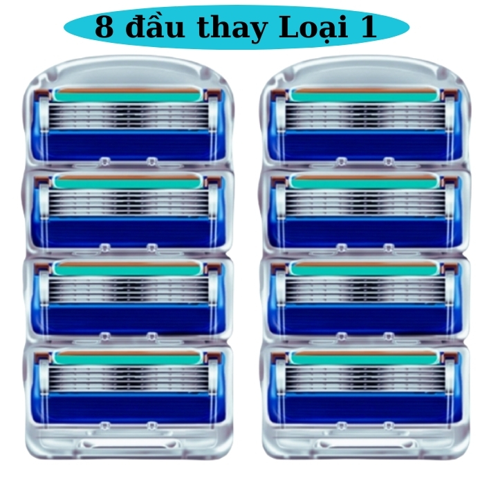 Lưỡi Dao Cạo Râu 5 Lưỡi Loại Tốt Combo 8 Đầu Thay Thế [Tặng Kèm 1Tuýp Kem Cạo Dưỡng Da]