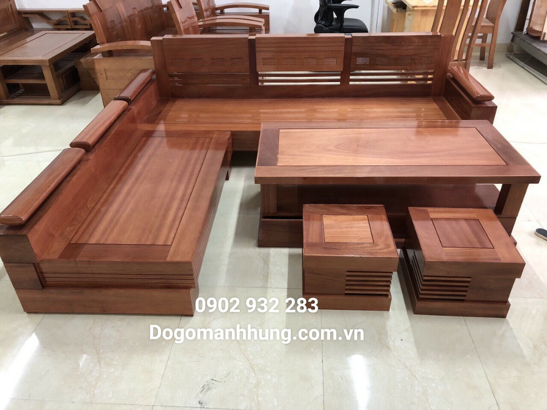 [HCM]Bộ bàn ghế Sofa góc gỗ xoan đào hàng đẹp