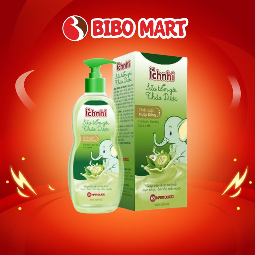 Sữa Tắm Gội Thảo Dược Cho Bé Ích Nhi 200ml Hỗ Trợ Giảm Rôm Sảy Hăm Da - Bibo Mart