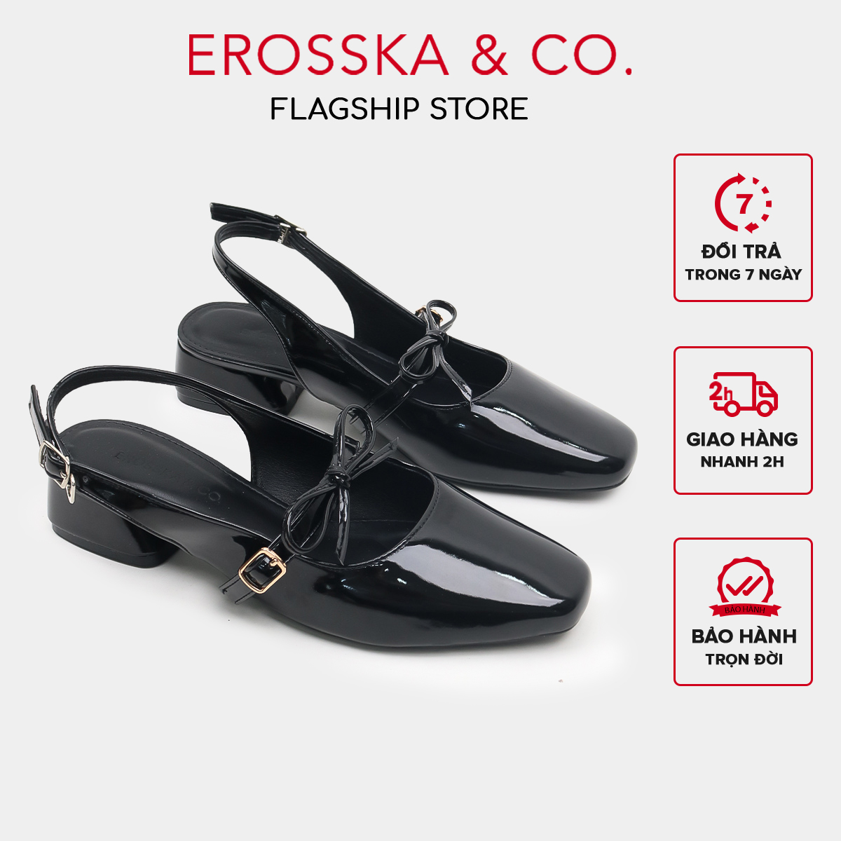 Erosska Lumina - Giày cao gót nữ mũi tròn phối nơ kiểu dáng sang trọng thanh lịch màu bạc - EL037