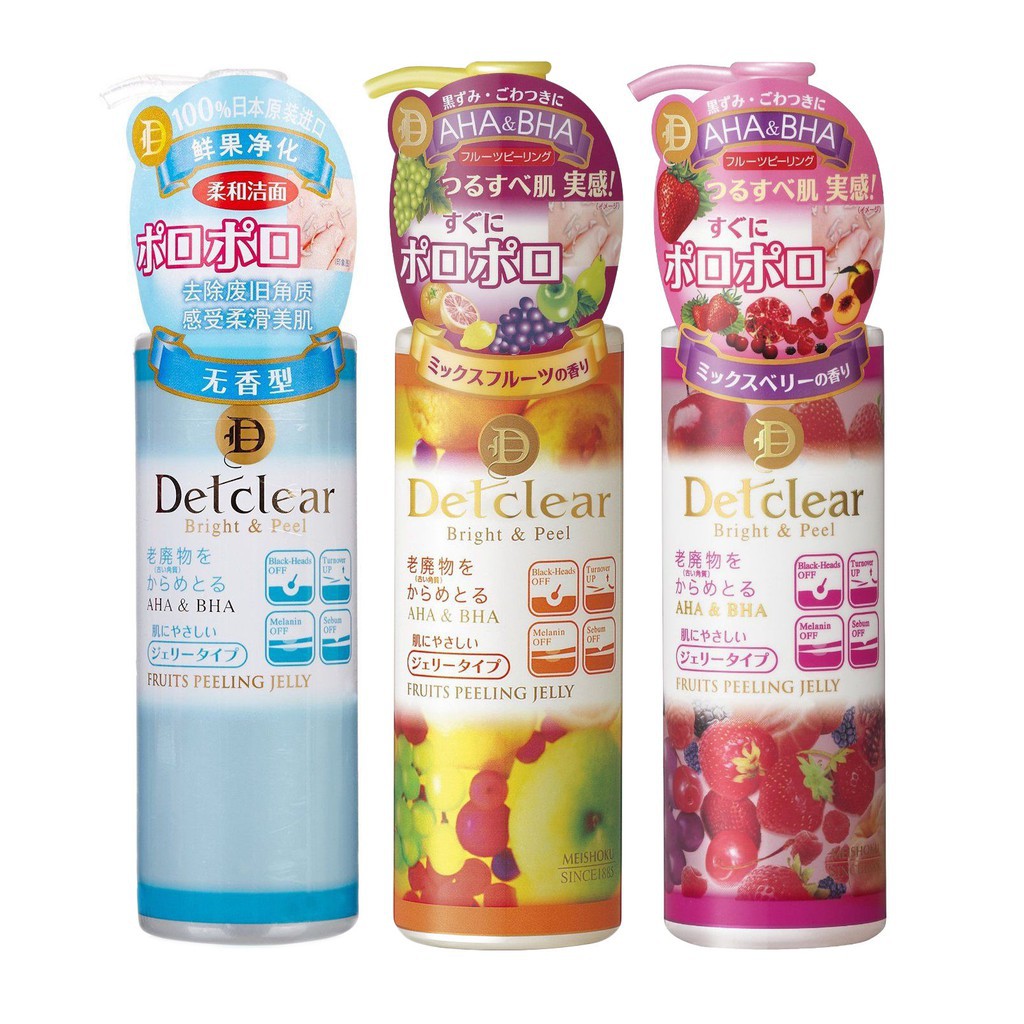 Tẩy Tế Bào Chết Meishoku Detclear Bright & Peel Fruit Peeling Jelly 180ml Nhật Bản