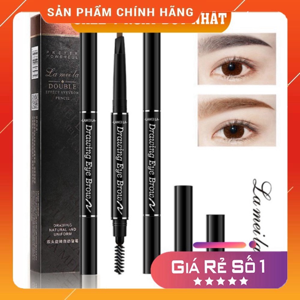 Bút Chì Kẻ Lông Mày Lameila 02 Đầu Double Effect Không Lem Không Trôi Không Thấm Nước – Bút Kẻ Mày Lameila 2 Đầu Không Thấm Nước - Kẻ Lông Mày Kẻ Mày Giúp Lông Mày Đậm Và Đẹp Hơn (Bán Giá Sỉ )