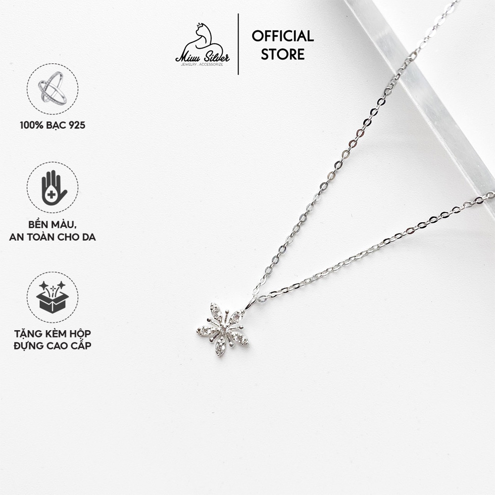 Vòng cổ bạc Miuu Silver dây chuyền nữ bông tuyết đính đá Snowflakes Necklace