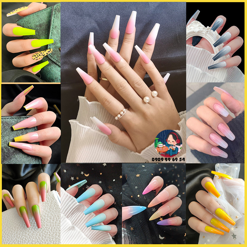 [Hcm]Móng Giả - Nail Siêu Dài [Đóng Hộp 24 Chiếc Đủ Size - Sẵn Keo Và Dụng Cụ] Bst