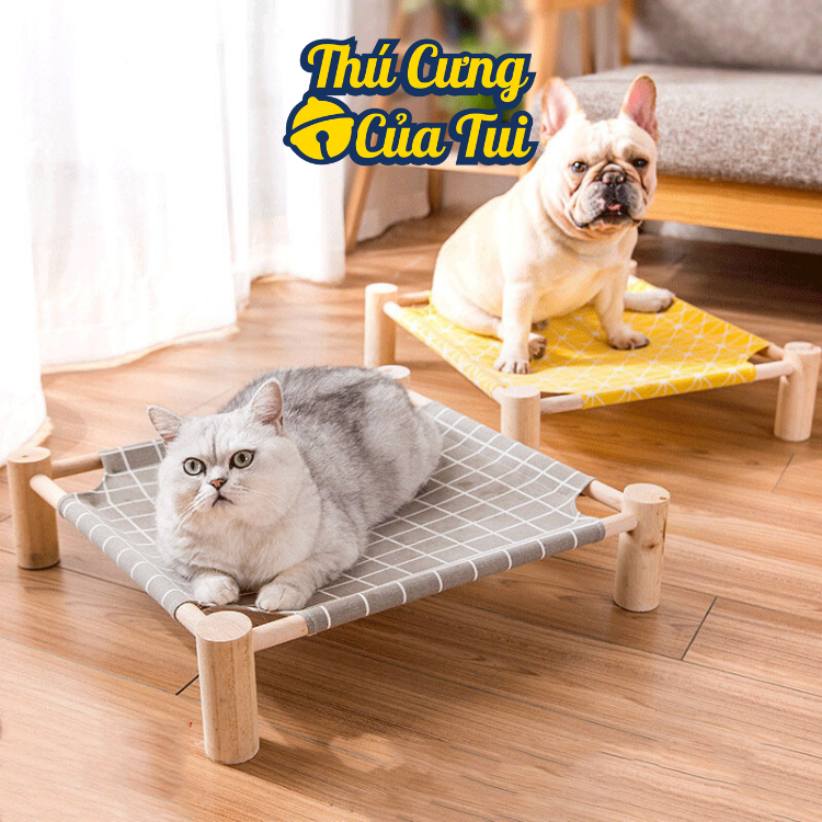 Giường võng gỗ cho thú cưng chó mèo phong cách Nhật Bản dễ thương - Thú cưng của tui