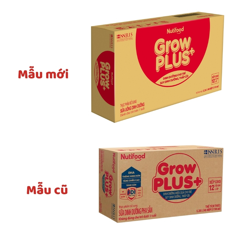 Thùng 48 Hộp Sữa Pha Sẵn GrowPLUS+ Đỏ Có Đường Hỗ Trợ Tiêu Hóa Tăng Cân Dành Cho Bé 110ml 180ml - Bibomart