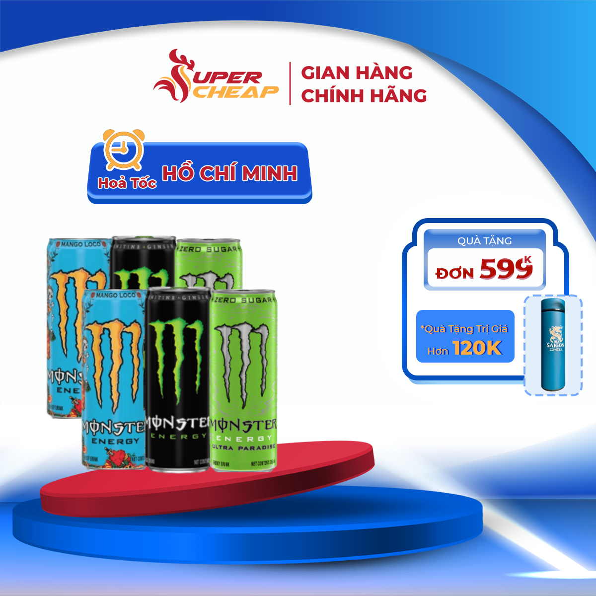 Hộp 6 Lon Nước Tăng Lực Giải Khát Monster Mix 3 vị Monster Energy Monster Ultra Paradise Monster Man