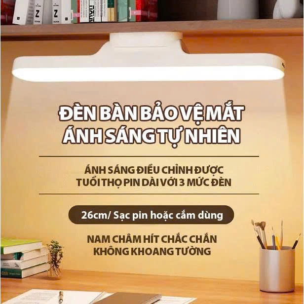 Đèn Học Led Dán Tường Hít Nam Châm Sạc Tích Điện Hoặc Dùng Pin Tiện Lợi Với 3 Chế Độ Ánh Sáng Bảo Vệ Mắt Chống Ánh Sáng Xanh