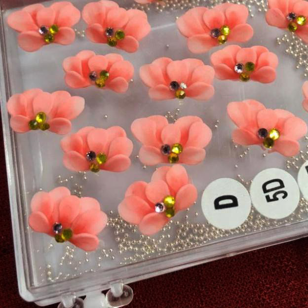 [HCM]Sản phẩm trang trí móng  vẽ nổi Nail desige  hoa vẽ nổi. Hoa nổi 4D Fantasy set 2 hoa theo màu.Hoa dễ bẻ from móng(hàng vẽ tay không đổ khuôn )