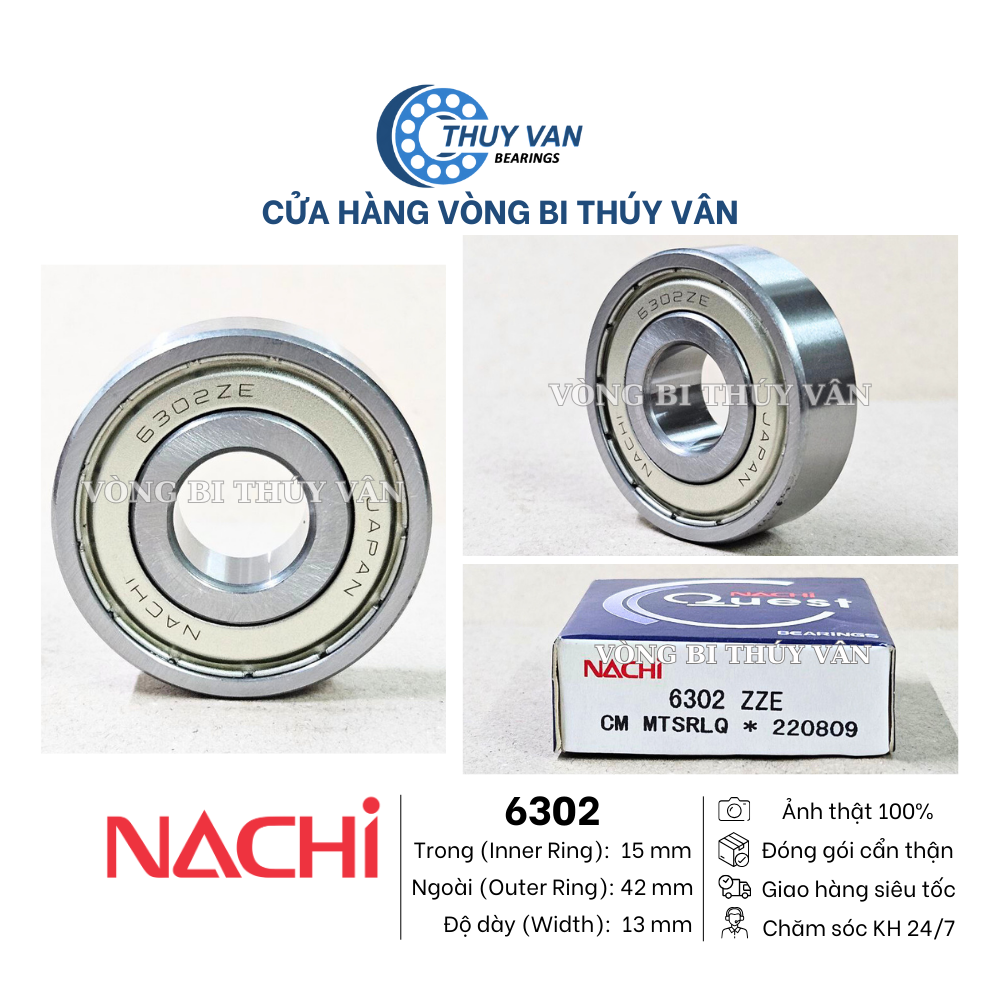 Vòng bi bạc đạn hạt tròn cầu  6300 6301 6302 6303 6304 6305  6306 6307 6308 6309 6310 hãng NACHI Nhậ