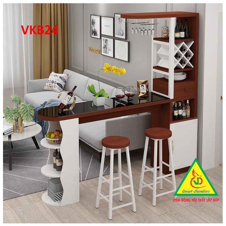 Quầy bar mini quầy bar nhà bếp kết hợp tủ rượu VKB024 ( không kèm ghế) - Nội thất lắp ráp