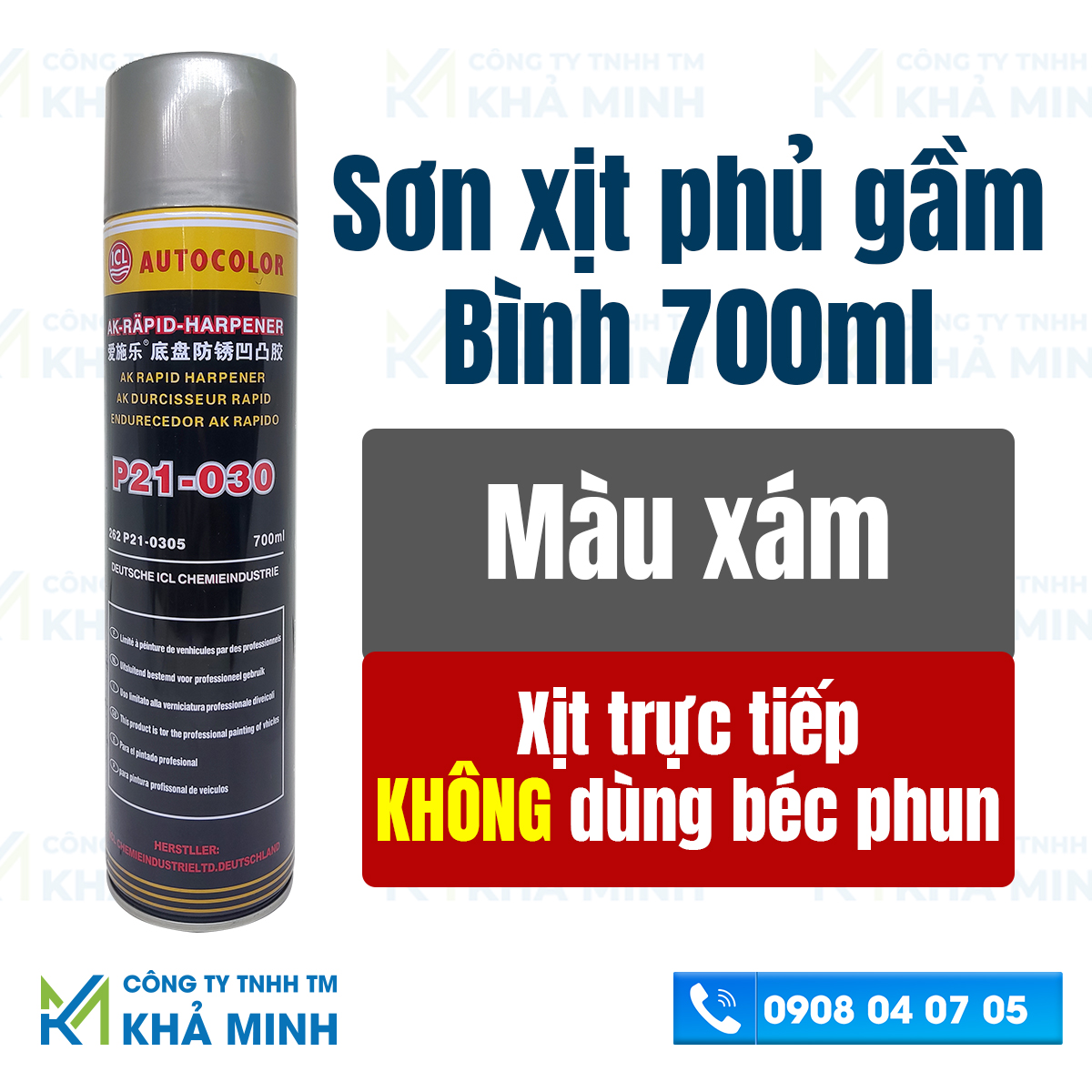 Sơn phủ gầm/ Sơn xịt gầm chống ồn chống gỉ xe ô tô RIO AUTOCOLOR P21-030 màu đen màu xám