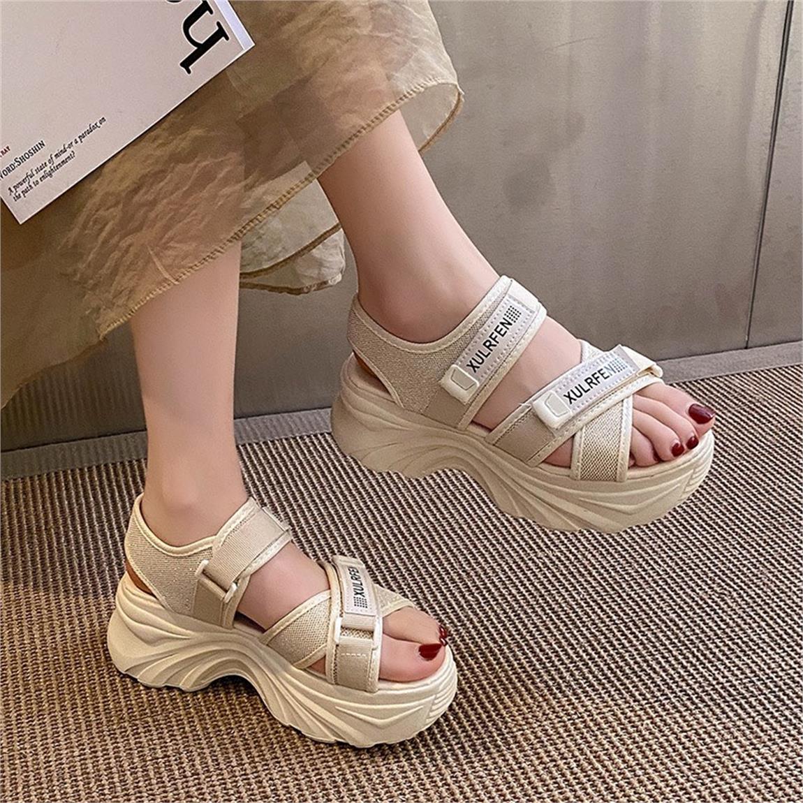 Giày sandal nữ MWC 2998 - Sandal Đế Bánh Mì Cao 5cm Siêu Hack Dáng Với Quai Ngang Lót Dán Thời Trang