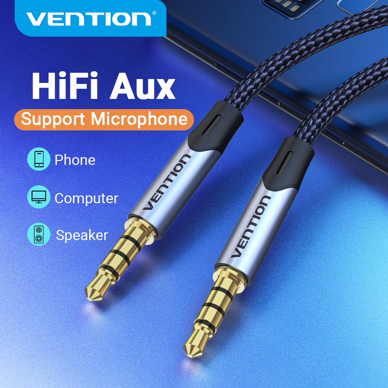 Vention Dây 3.5mm 2 Đầu AUX Jack Audio Cable 90 Độ cho Loa Tai Nghe Xiaomi Samsung Car Headphone PC 