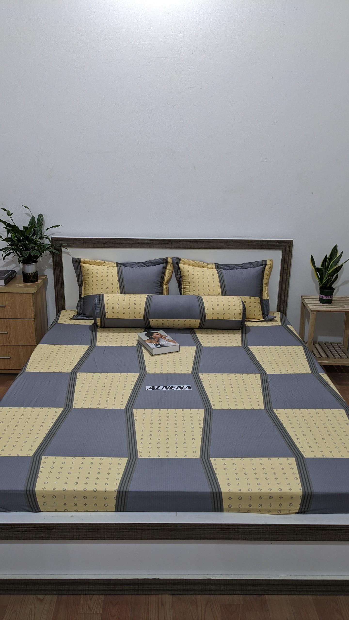 Bộ Drap bọc  ga chun bọc đệm và 2 vỏ gối 100% cotton 1m6x2m