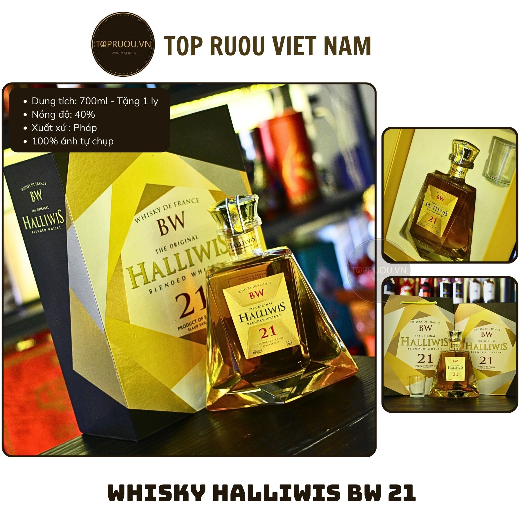 Rượu Brandy XO Pháp Courson Napoleon - Whisky Halliwis BW21 [Hàng Thật][TopRuouVietNam]