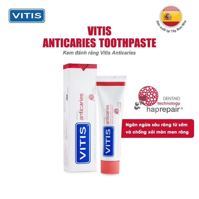 [Hcm]Kem Đánh Răng Ngăn Ngừa Sâu Răng Và Chống Xói Mòn Men Răng Vitis Anticaries Toothpaste 100Ml