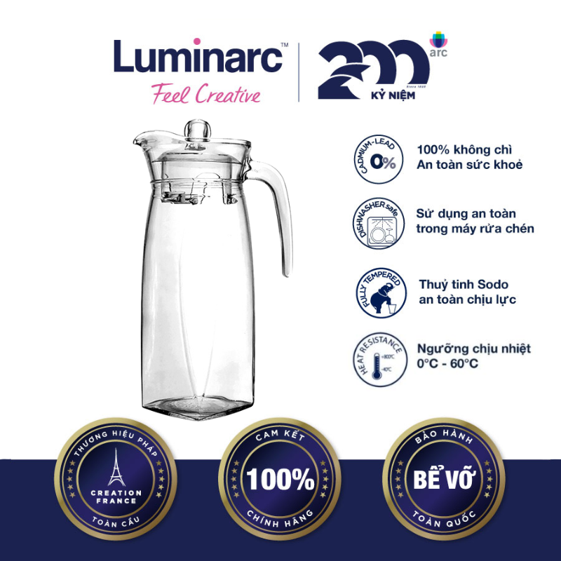 Bình Nước Thuỷ Tinh Luminarc Flame 1.3L - LUBIJ8535