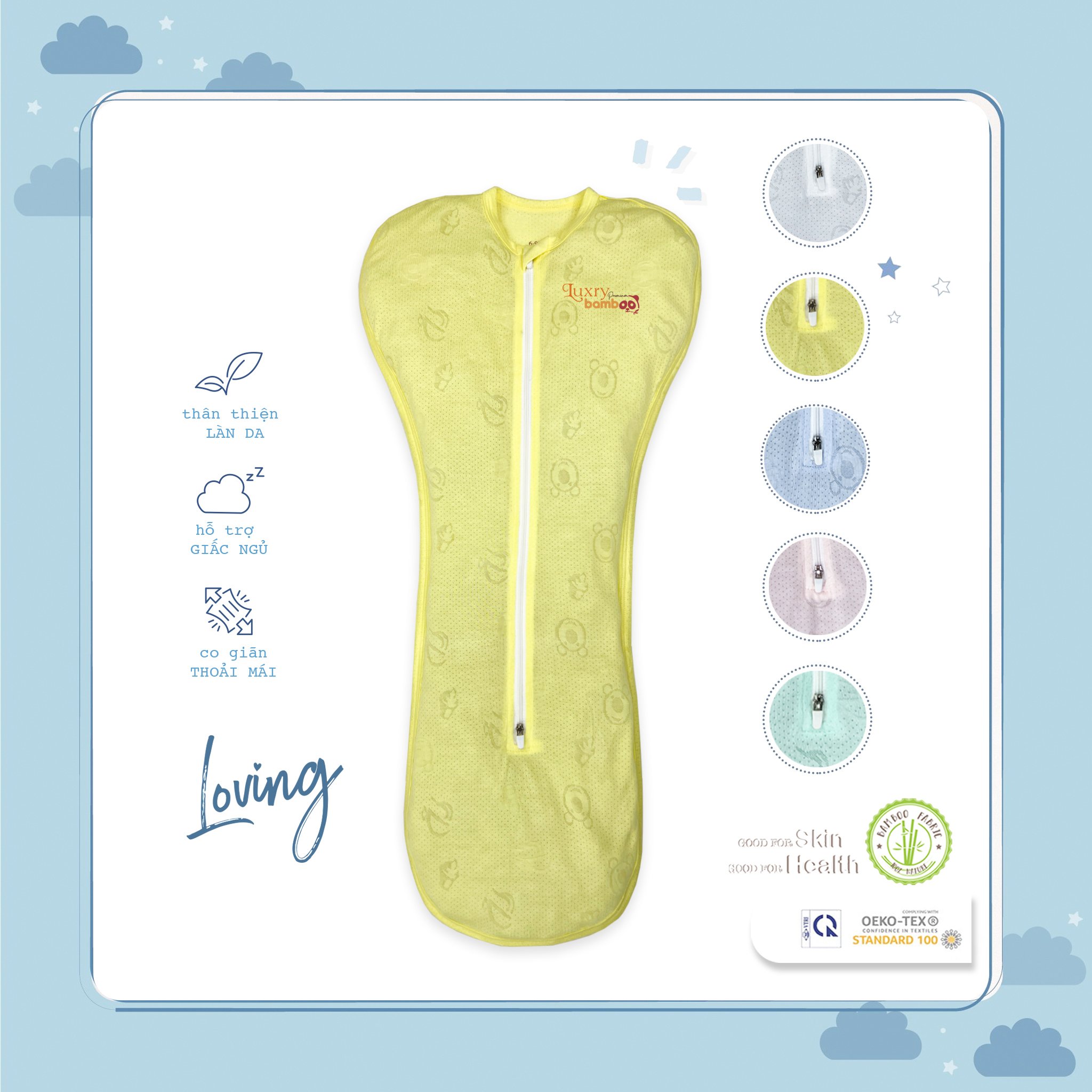 Nhộng chũn cho bé Luxry co giãn nhẹ có size từ 0 đến 12 tháng