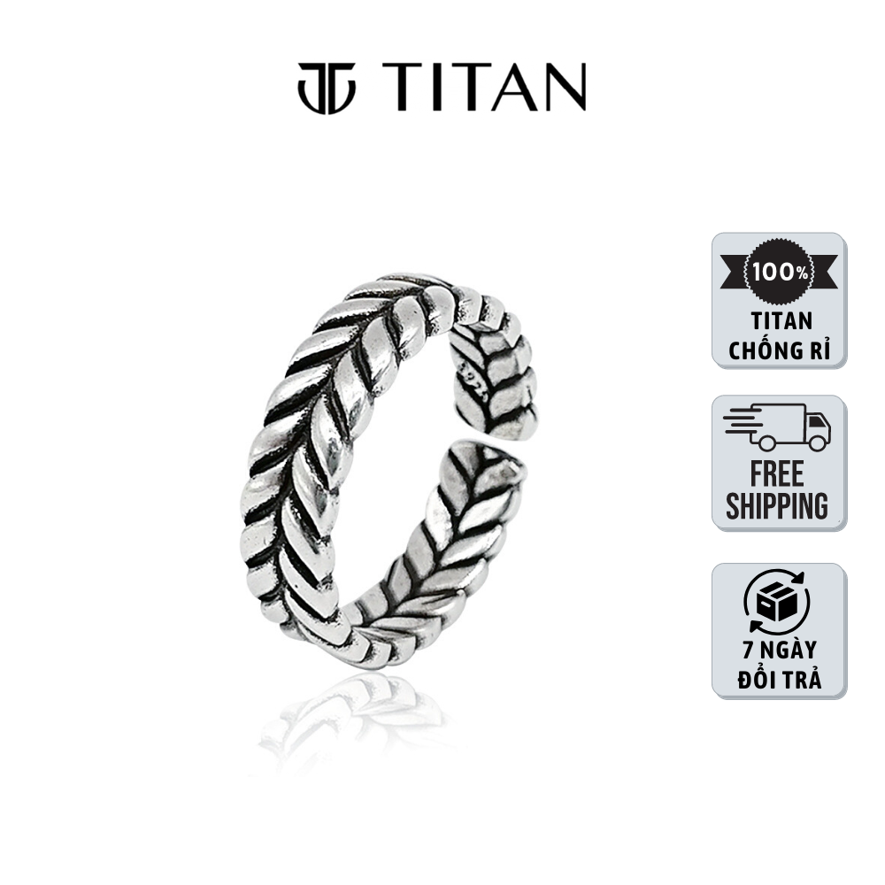 Nhẫn nam nữ họa tiết lá cây nhẫn thời trang màu bạc 925 hiphop cá tính ring titan freesize không gỉ Titan Shop