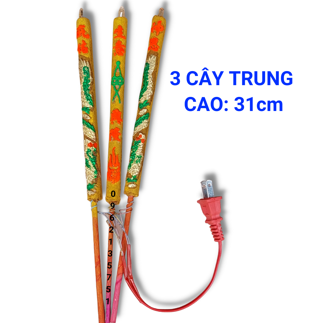 Bộ 3 cây Nhang Điện (Hương điện) Nhỏ - Trung - Lớn 220V