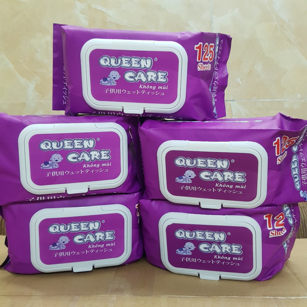 [Hcm](Bán Buôn) Khăn Giấy Ướt Queen Care 125 Tờ - Không Mùi - An Toàn Cho Mọi Loại Da - Hàng Xuất Khẩu