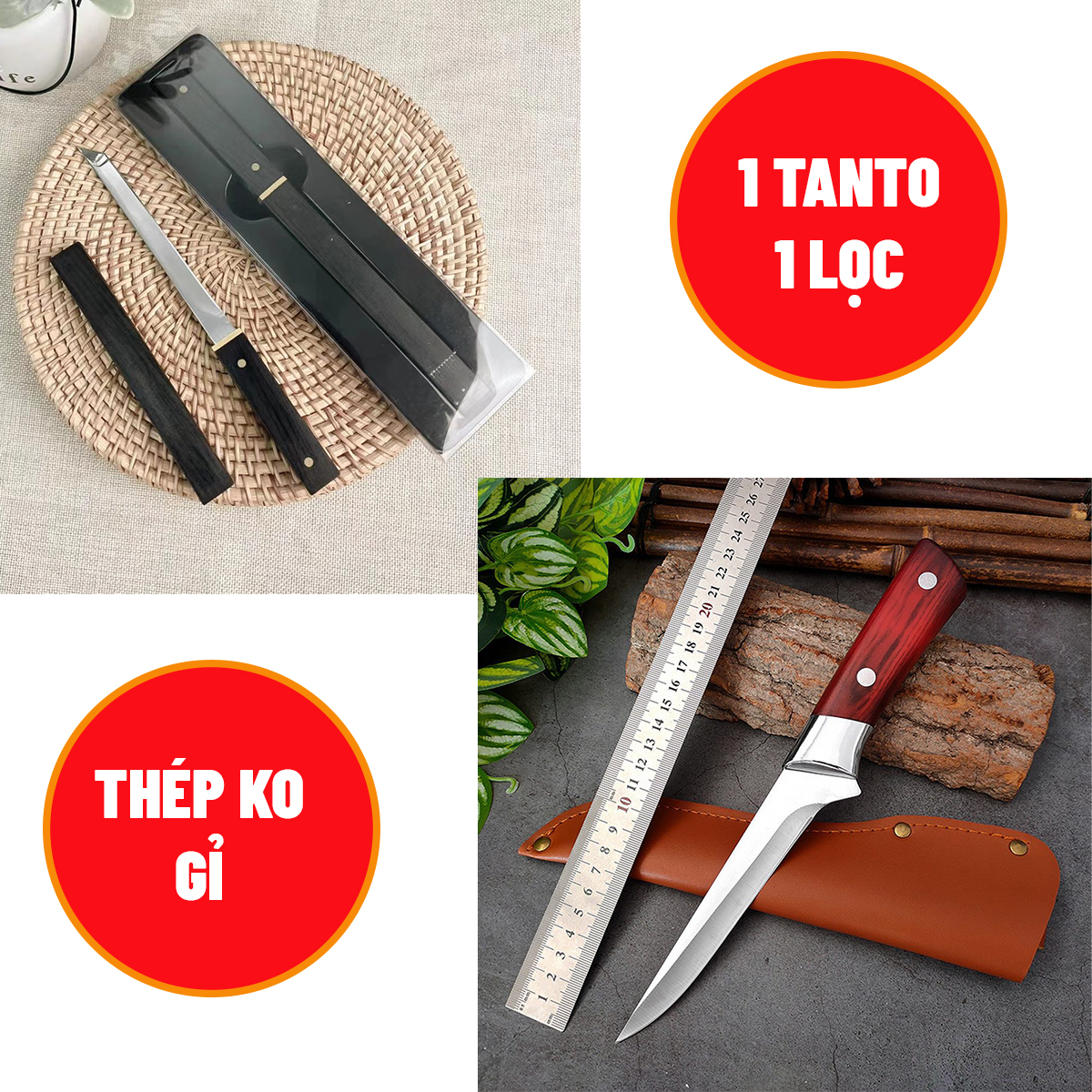 COMBO Dao Tanto Mini Dao thái lọc Mang Đi Du Lịch - Kèm Hộp Đựng