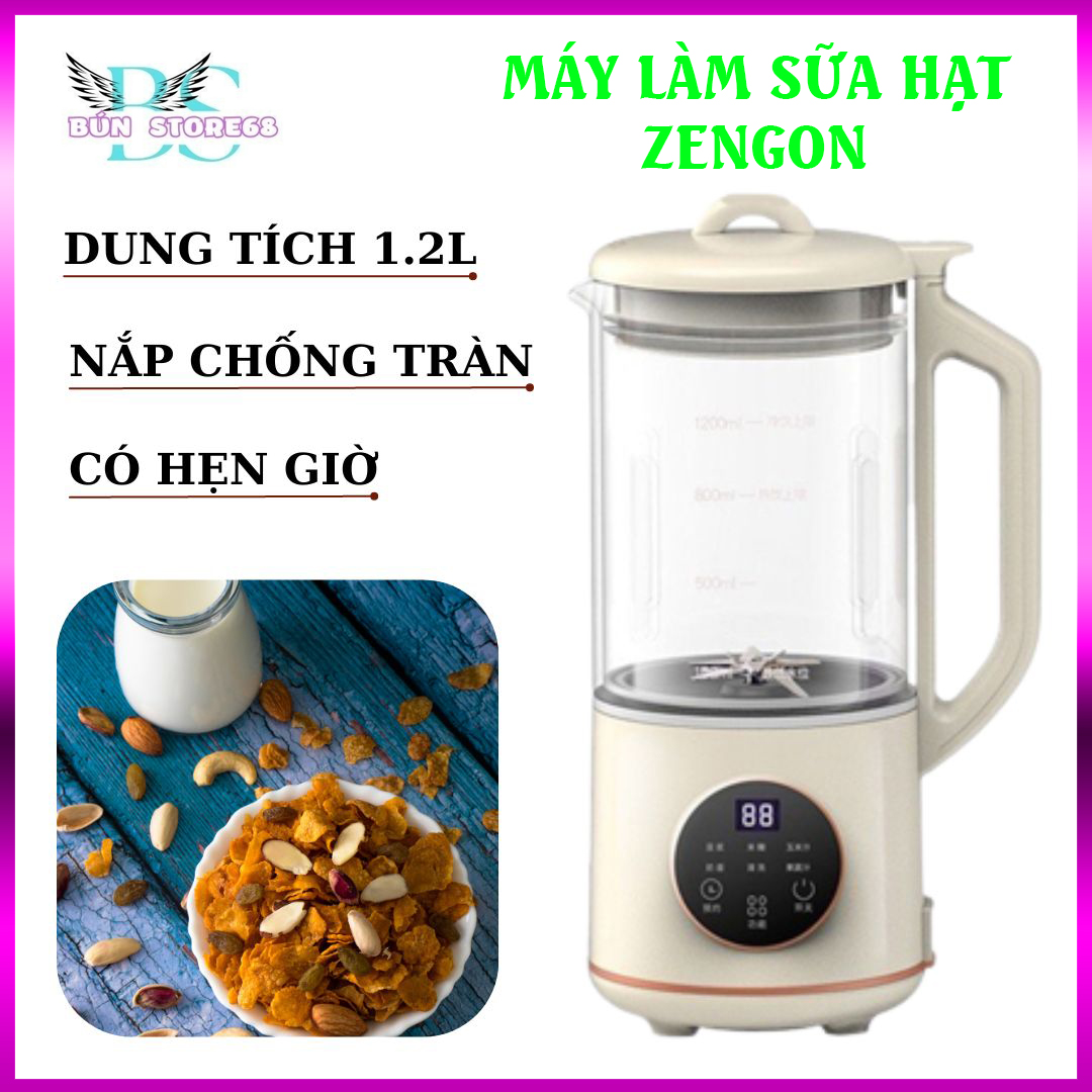 Máy xay nấu sữa hạt ZENGON Máy làm sữa hạt đa năng máy xay sữa hạt cao cấp dung tích 1.2L 6 chế độ t